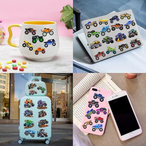 60 PCS Monster Truck Temporary Tattoos for Kids - Pre-Cut Fake Tattoo Stickers, Race Car Themed Birthday Party Favors & Rewards for Boys & Girls - görsel 12
