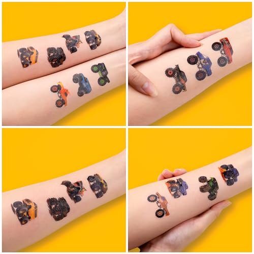 60 PCS Monster Truck Temporary Tattoos for Kids - Pre-Cut Fake Tattoo Stickers, Race Car Themed Birthday Party Favors & Rewards for Boys & Girls - görsel 10