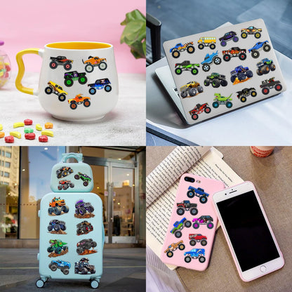 60 PCS Monster Truck Temporary Tattoos for Kids - Pre-Cut Fake Tattoo Stickers, Race Car Themed Birthday Party Favors & Rewards for Boys & Girls
