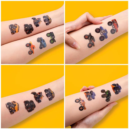 60 PCS Monster Truck Temporary Tattoos for Kids - Pre-Cut Fake Tattoo Stickers, Race Car Themed Birthday Party Favors & Rewards for Boys & Girls