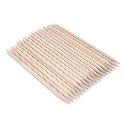 50 Pcs Orange Wood Sticks for Nails - 4.5" Double Sided Cuticle Sticks for Manicure & Pedicure