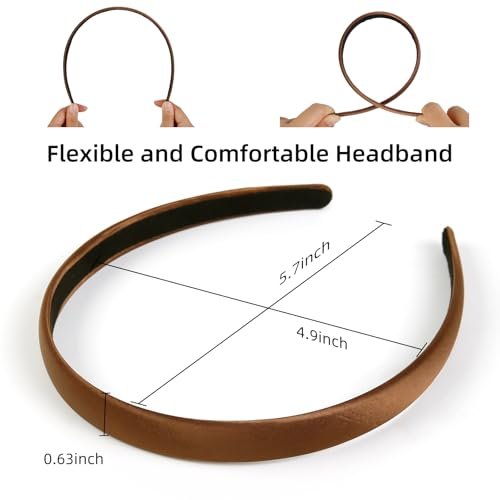AIBFRID Non-Slip Thin Satin Headbands for Women – 4 Pack Vintage Hair Accessories - görsel 8
