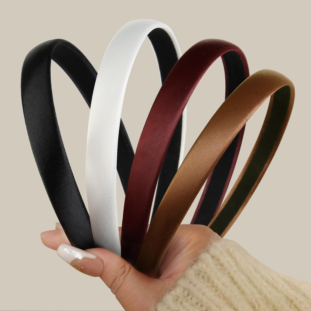 AIBFRID Non-Slip Thin Satin Headbands for Women – 4 Pack Vintage Hair Accessories - görsel 1