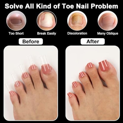 160 Pcs Toe Dual Nail Forms for Poly Gel & Builder Gel Toenail Extension - 16 Sizes Reusable Full Cover Square Toenails Molds - Professional Pedicure Nail Tips for Salon & DIY at Home Avelisse