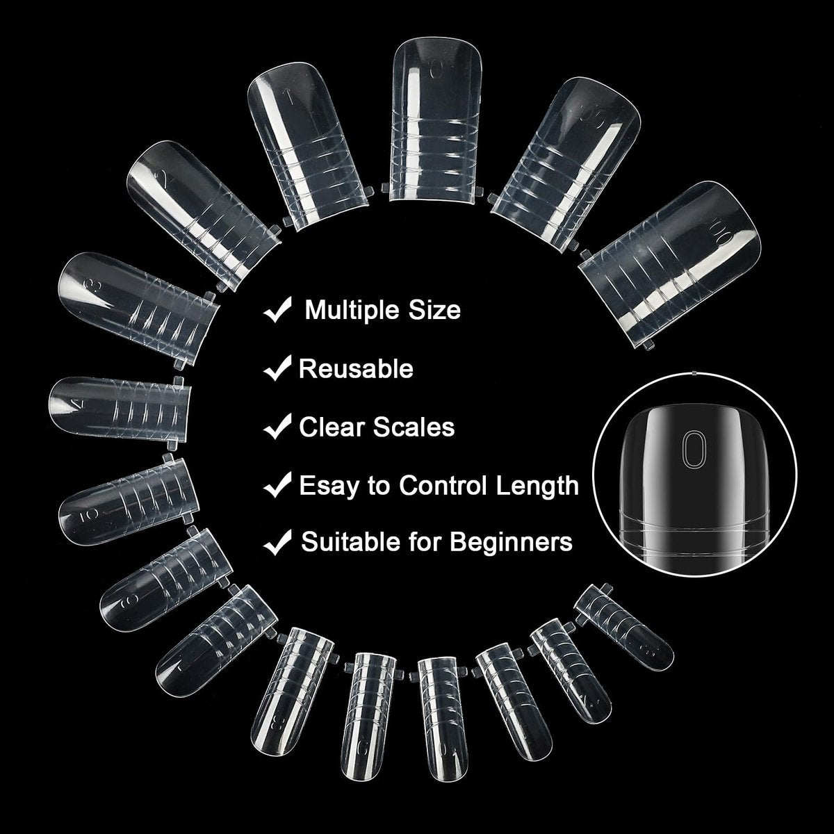 160 Pcs Toe Dual Nail Forms for Poly Gel & Builder Gel Toenail Extension - 16 Sizes Reusable Full Cover Square Toenails Molds - Professional Pedicure Nail Tips for Salon & DIY at Home Avelisse