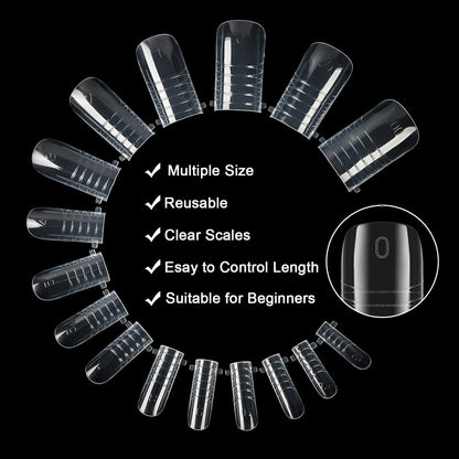 160 Pcs Toe Dual Nail Forms for Poly Gel & Builder Gel Toenail Extension - 16 Sizes Reusable Full Cover Square Toenails Molds - Professional Pedicure Nail Tips for Salon & DIY at Home Avelisse