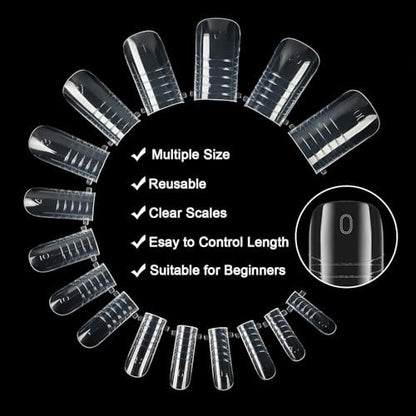 160 Pcs Toe Dual Nail Forms for Poly Gel & Builder Gel Toenail Extension - 16 Sizes Reusable Full Cover Square Toenails Molds - Professional Pedicure Nail Tips for Salon & DIY at Home Avelisse