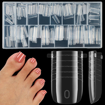 160 Pcs Toe Dual Nail Forms for Poly Gel & Builder Gel Toenail Extension - 16 Sizes Reusable Full Cover Square Toenails Molds - Professional Pedicure Nail Tips for Salon & DIY at Home Avelisse