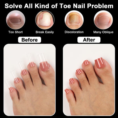 160 Pcs Toe Dual Nail Forms for Poly Gel & Builder Gel Toenail Extension - 16 Sizes Reusable Full Cover Square Toenails Molds - Professional Pedicure Nail Tips for Salon & DIY at Home Avelisse