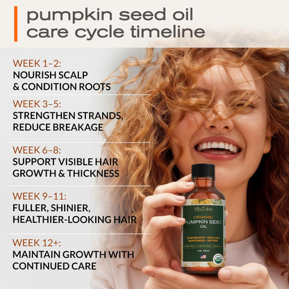 Ella & Eden Organic Pumpkin Seed Oil for Hair Growth - Cold-Pressed, Hexane-Free, Unrefined, 100% Pure USDA Certified - 4 Fl Oz Glass Bottle Avelisse