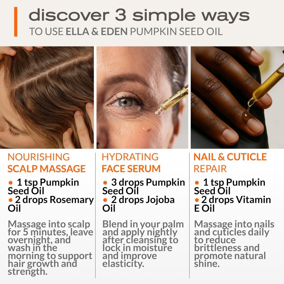 Ella & Eden Organic Pumpkin Seed Oil for Hair Growth - Cold-Pressed, Hexane-Free, Unrefined, 100% Pure USDA Certified - 4 Fl Oz Glass Bottle Avelisse