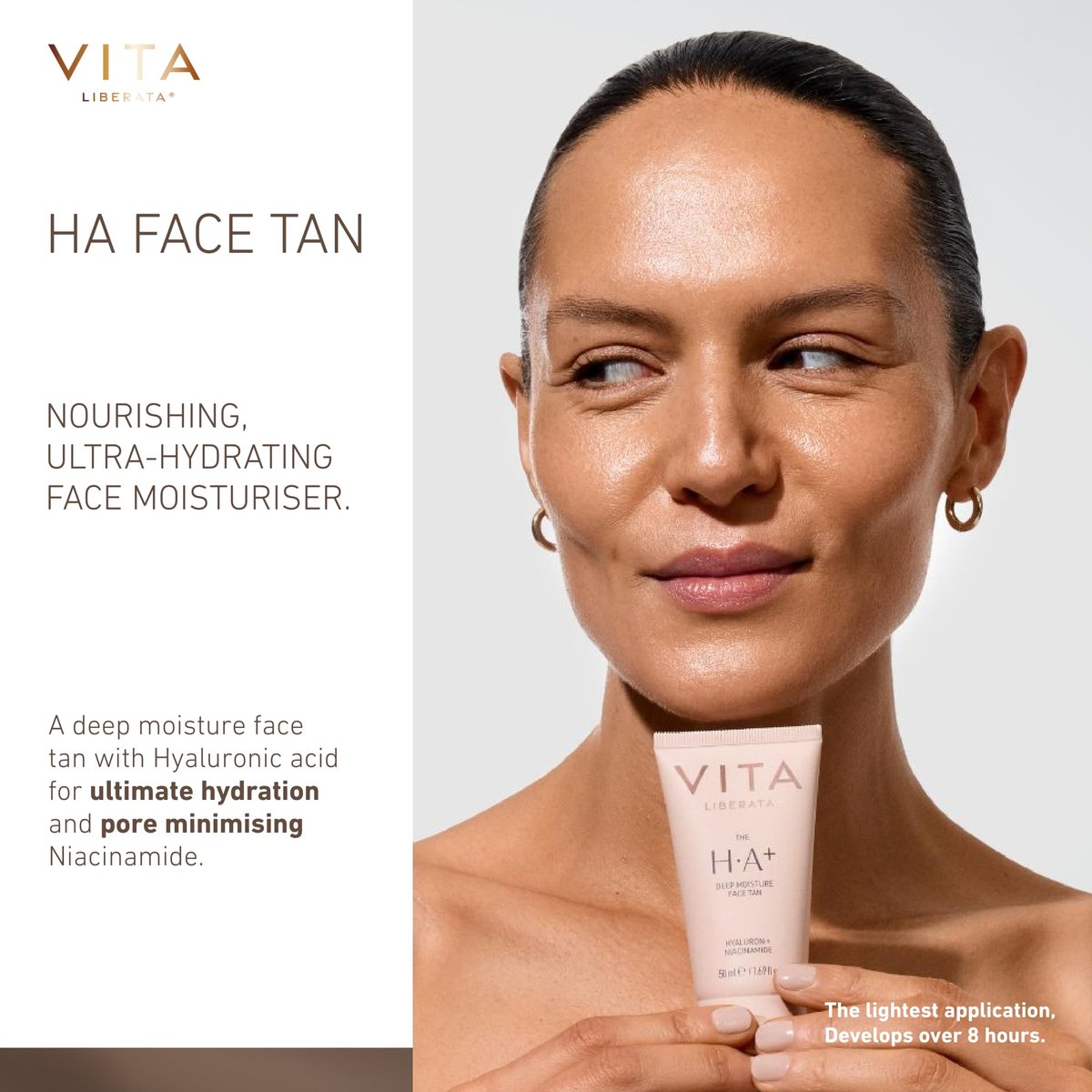 VITA LIBERATA Face Tanning Moisturizer with Hyaluronic Acid & Niacinamide - 1.69 fl oz - Natural Sun-Kissed Glow, Customizable Tan, Ultra Hydrating - görsel 3