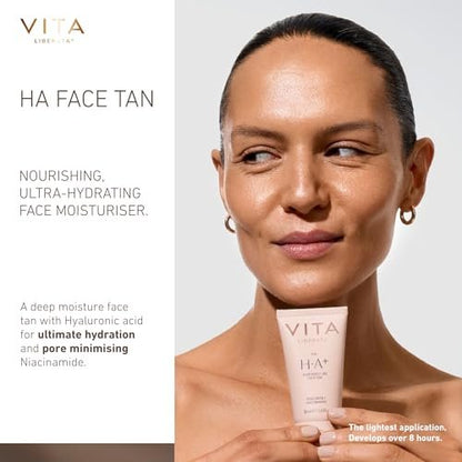 VITA LIBERATA Face Tanning Moisturizer with Hyaluronic Acid & Niacinamide - 1.69 fl oz - Natural Sun-Kissed Glow, Customizable Tan, Ultra Hydrating