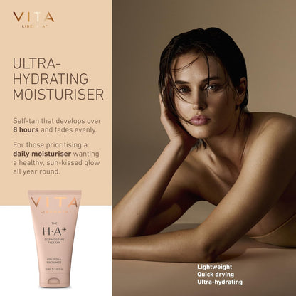 VITA LIBERATA Face Tanning Moisturizer with Hyaluronic Acid & Niacinamide - 1.69 fl oz - Natural Sun-Kissed Glow, Customizable Tan, Ultra Hydrating
