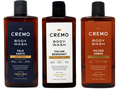 Cremo Body Wash Set – Palo Santo, Italian Bergamot & Golden Amber – 3 x 16 Fl Oz, Skin-Moisturizing Formula Avelisse