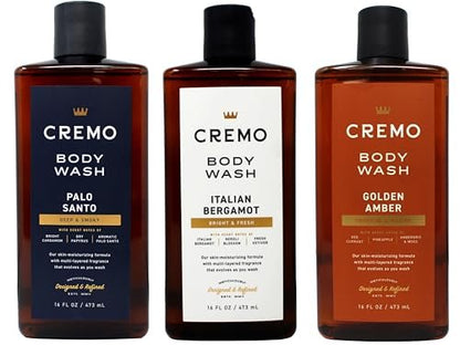 Cremo Body Wash Set – Palo Santo, Italian Bergamot & Golden Amber – 3 x 16 Fl Oz, Skin-Moisturizing Formula Avelisse