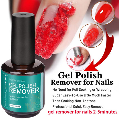 Lustrelle Gel Nail Polish Remover – Professional 2-5 Minute Gel Remover, No Foil Soaking or Wrapping Needed, Quick & Easy Nail Salon at Home