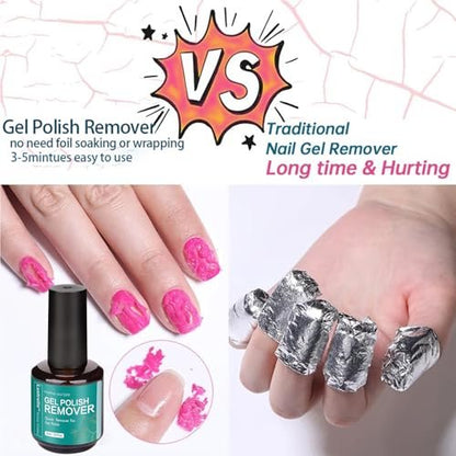 Lustrelle Gel Nail Polish Remover – Professional 2-5 Minute Gel Remover, No Foil Soaking or Wrapping Needed, Quick & Easy Nail Salon at Home