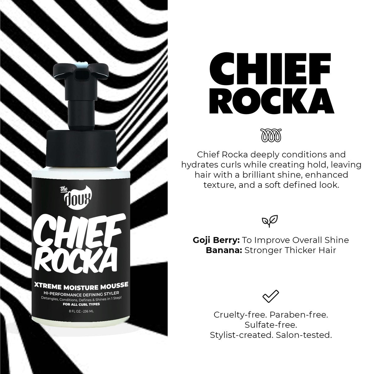 Chief Rocka Xtreme Moisture Mousse for Curly – Lightweight Foam: Non-greasy formula won't weigh hair down, – Image 5