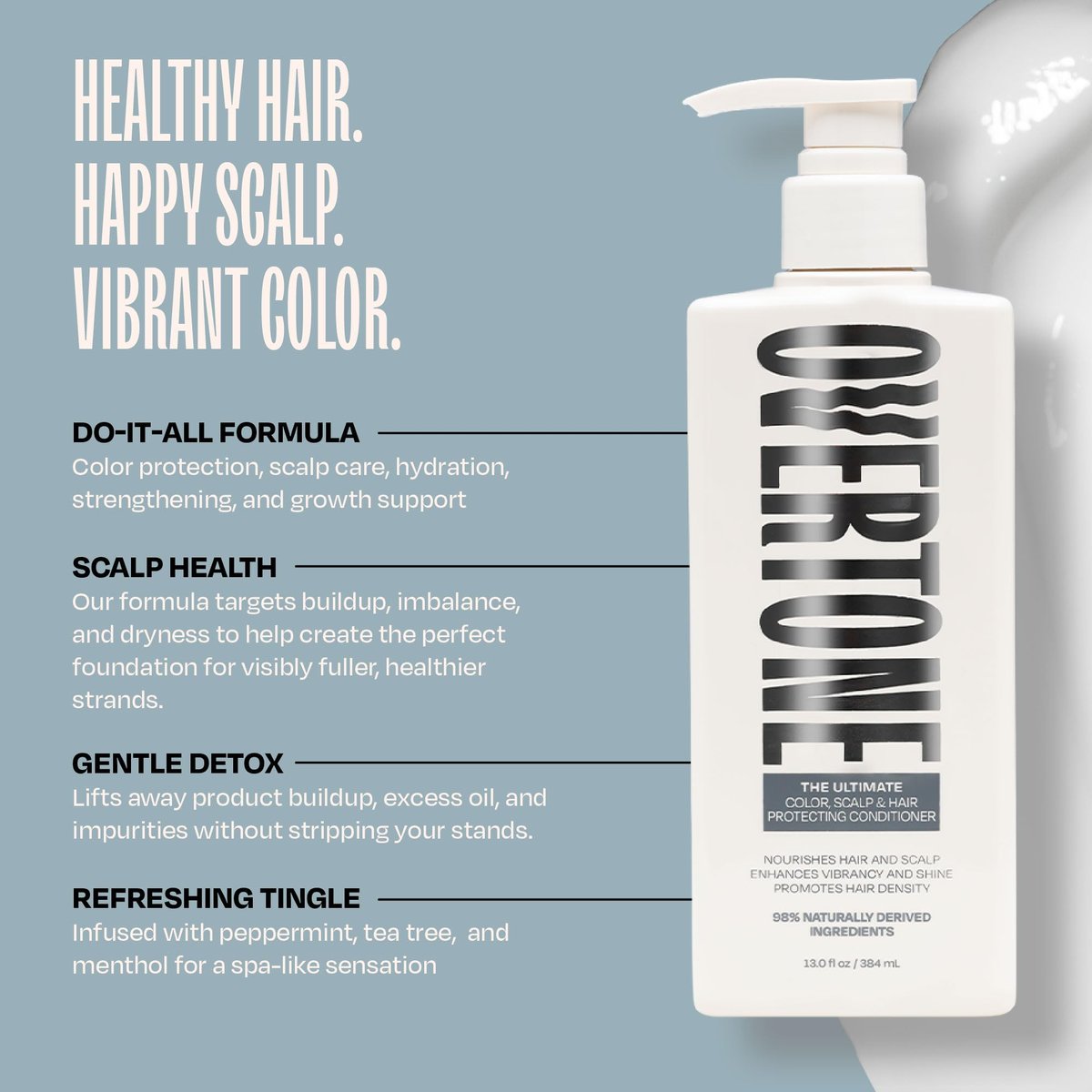Overtone The Ultimate Conditioner: Hydrating & Strengthening Hair & Scalp Conditioner with Tea Tree & Peppermint, Vegan & Cruelty-Free, 13 Fl Oz Avelisse