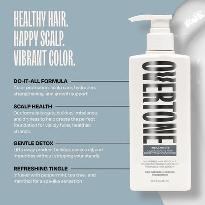 Overtone The Ultimate Conditioner: Hydrating & Strengthening Hair & Scalp Conditioner with Tea Tree & Peppermint, Vegan & Cruelty-Free, 13 Fl Oz Avelisse