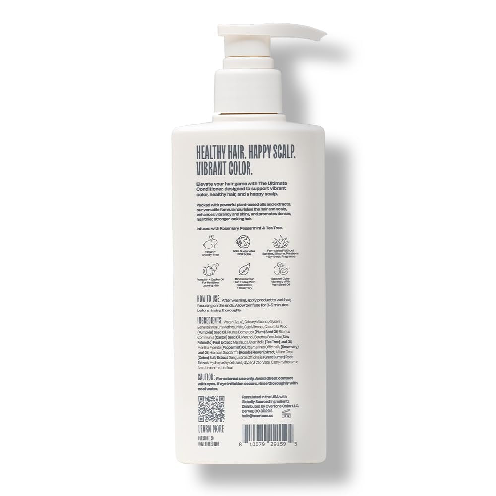 Overtone The Ultimate Conditioner: Hydrating & Strengthening Hair & Scalp Conditioner with Tea Tree & Peppermint, Vegan & Cruelty-Free, 13 Fl Oz Avelisse