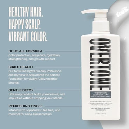 Overtone The Ultimate Conditioner: Hydrating & Strengthening Hair & Scalp Conditioner with Tea Tree & Peppermint, Vegan & Cruelty-Free, 13 Fl Oz Avelisse