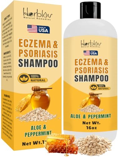 Herblov Eczema Shampoo – All-Natural Relief for Dry, Itchy, Flaky Scalp – Daily Dandruff & Psoriasis Treatment – 16 oz Avelisse