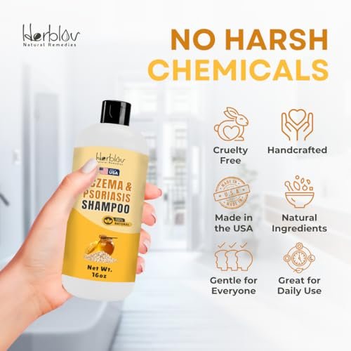 Herblov Eczema Shampoo – All-Natural Relief for Dry, Itchy, Flaky Scalp – Daily Dandruff & Psoriasis Treatment – 16 oz Avelisse