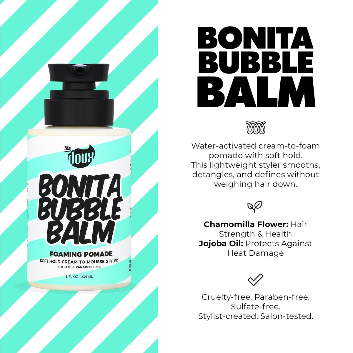 Bonita Bubble Balm Foaming Pomade – Cream to – Versatile Styling: Works on wet or dry hair, for wash-and-go – Image 5