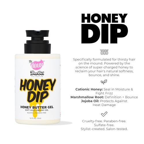 Bee Girls Honey Dip Honey Butter Gel for Curly Hair – Moisturizing Strong Hold Gel with Shine & Frizz Control for Styling – Curl Product for Women & Men, Natural, Coily & Wavy Hair, 12 oz Avelisse