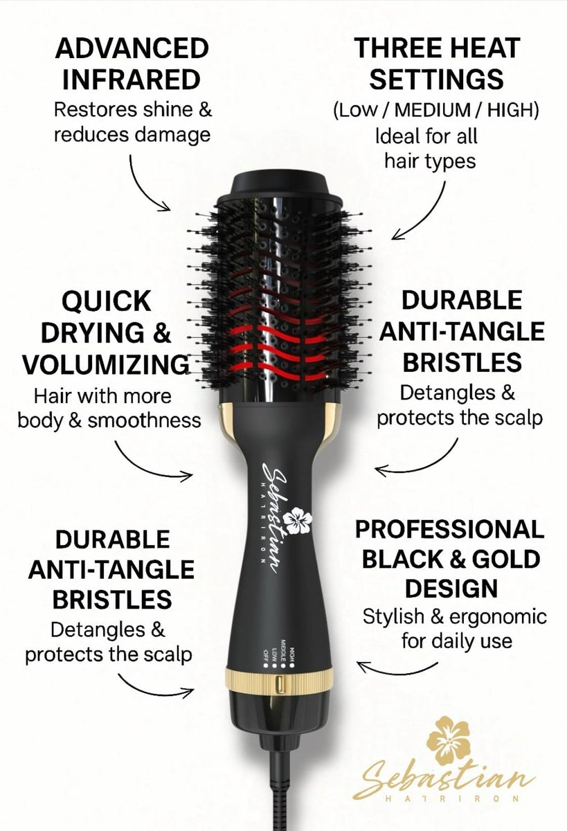 Infrared Professional Hot Air Brush – Premium Salon Quality Lightweight Styling Tool – Sebastian Hair Iron - görsel 11