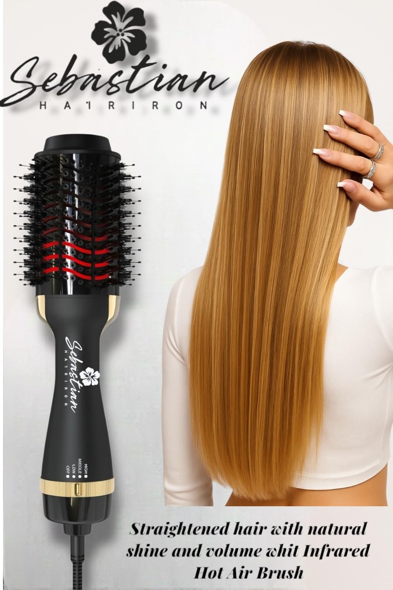 Infrared Professional Hot Air Brush – Premium Salon Quality Lightweight Styling Tool – Sebastian Hair Iron - görsel 9