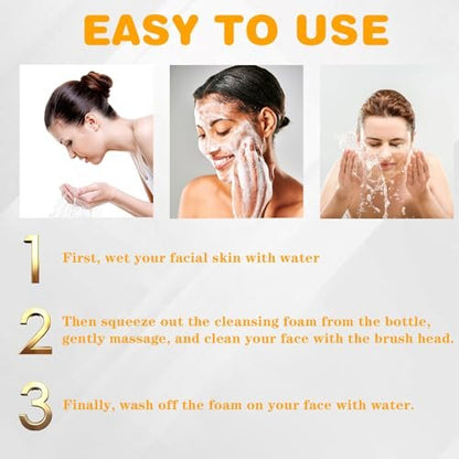 Joanssore 2 Pack Turmeric Lemon Face Wash with Brush - Vitamin C Foaming Facial Cleanser, Turmeric Soap & Lemon Soap Deep Clean with Coconut Oil for All Skin Types, 5.07 Fl Oz Each Avelisse