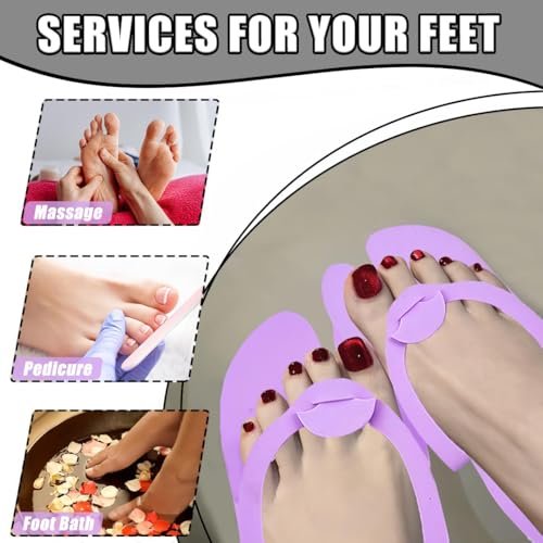 LYARCHTE 6 Pairs Disposable Foam Pedicure Slippers, Multi Color Bulk Pack for Nail Salons and Spas - görsel 10