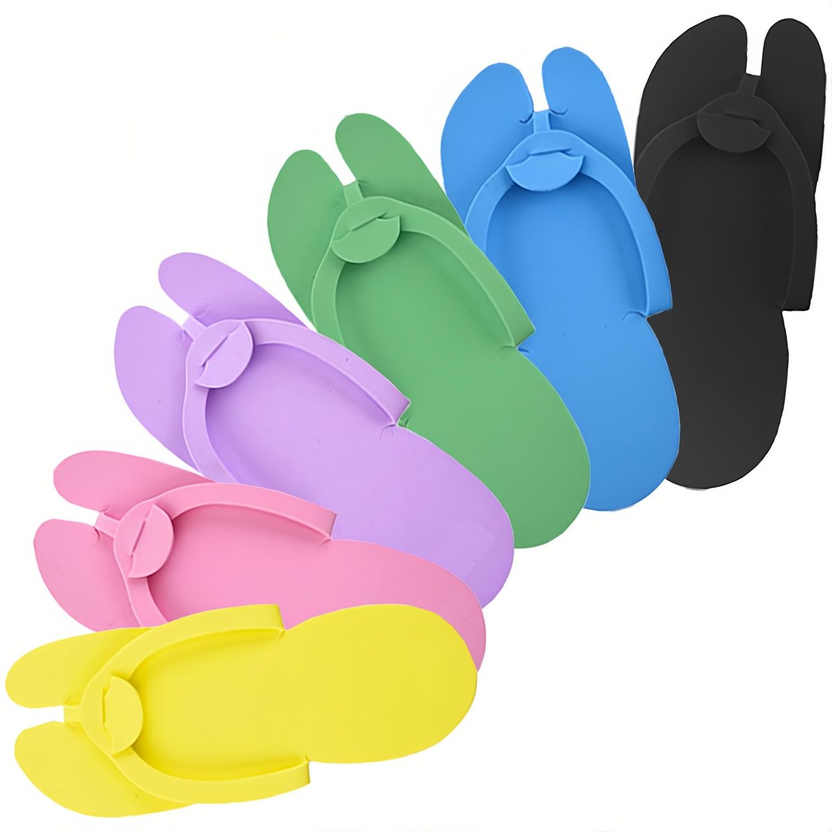 LYARCHTE 6 Pairs Disposable Foam Pedicure Slippers, Multi Color Bulk Pack for Nail Salons and Spas - görsel 1