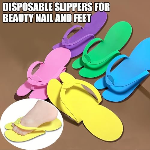 LYARCHTE 6 Pairs Disposable Foam Pedicure Slippers, Multi Color Bulk Pack for Nail Salons and Spas - görsel 12