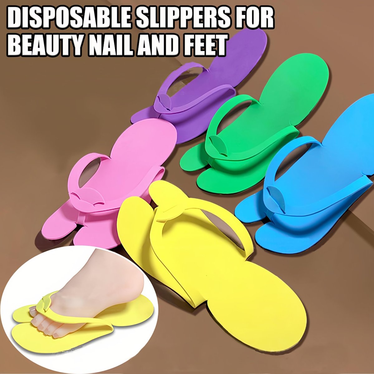 LYARCHTE 6 Pairs Disposable Foam Pedicure Slippers, Multi Color Bulk Pack for Nail Salons and Spas - görsel 11