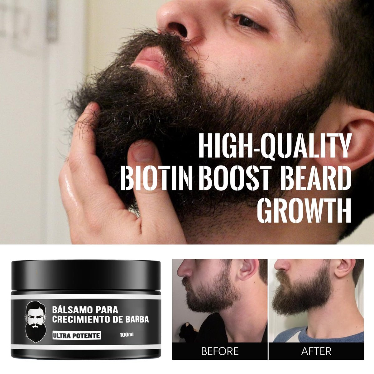 LELLURE Beard Growth Oil for Men - Ultra Potent Beard Stimulator with Black Balm, Moisturizes & Strengthens Beard (1 oz) Avelisse