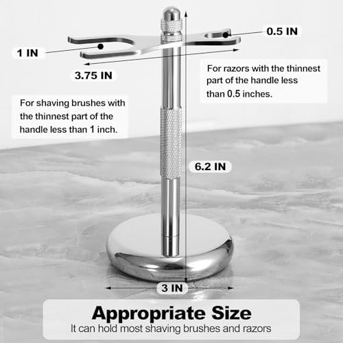 Nfijnlt Safety Razor Holder Stand – Premium Razor & Shaving Brush Stand for Men, Chrome Metal Base - görsel 6