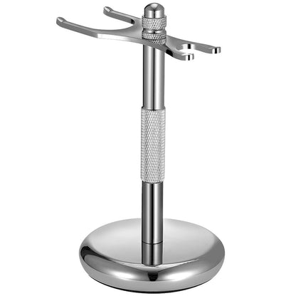 Nfijnlt Safety Razor Holder Stand – Premium Razor & Shaving Brush Stand for Men, Chrome Metal Base