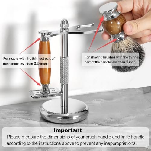 Nfijnlt Safety Razor Holder Stand – Premium Razor & Shaving Brush Stand for Men, Chrome Metal Base - görsel 4