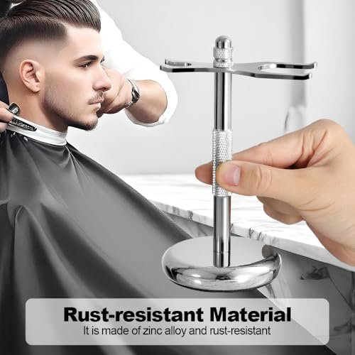 Nfijnlt Safety Razor Holder Stand – Premium Razor & Shaving Brush Stand for Men, Chrome Metal Base - görsel 8