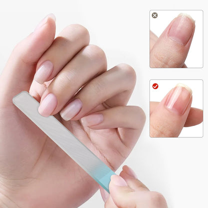 Nano Glass Nail Shiner Kit - 3-in-1 Crystal Nail Buffer for Shaping, Buffing & Polishing Natural Nails | Fine Glass Nail Files | Manicure Tool Gift for Women