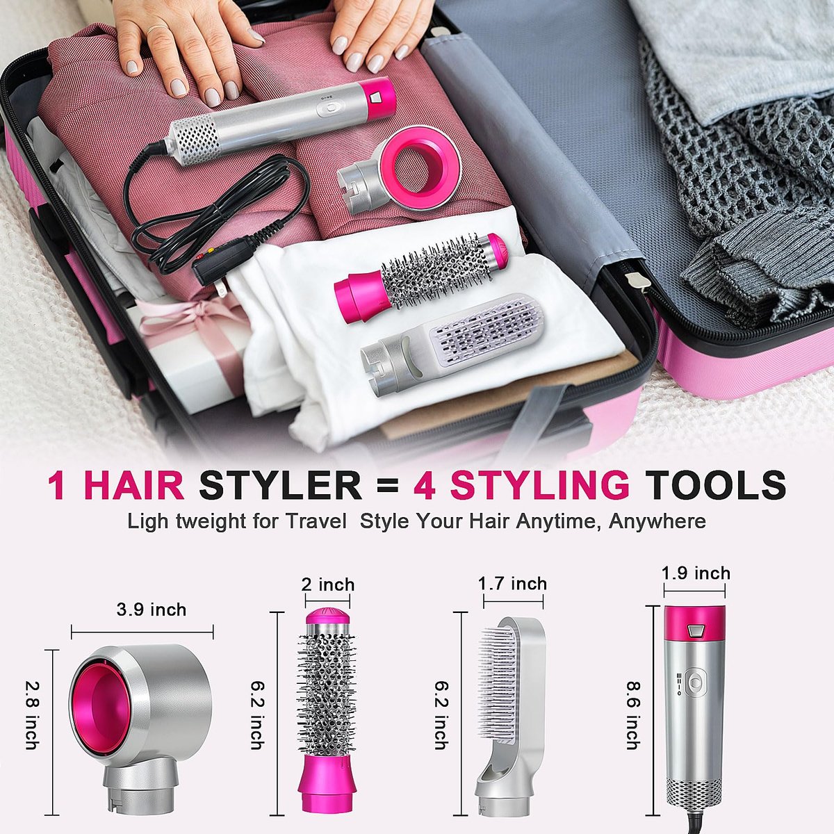 PENUIO Air Sculpt 3-in-1 Hot Air Brush Blow Dryer Set – Salon Blowout Styler for Curling, Volumizing & Straightening with 3 Interchangeable Heads, Sleek & Frizz-Free Hair, ALCI Safety Plug Avelisse