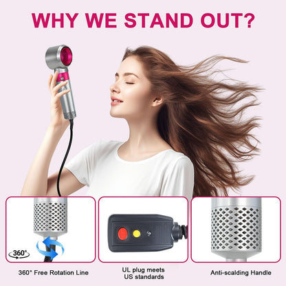 PENUIO Air Sculpt 3-in-1 Hot Air Brush Blow Dryer Set – Salon Blowout Styler for Curling, Volumizing & Straightening with 3 Interchangeable Heads, Sleek & Frizz-Free Hair, ALCI Safety Plug Avelisse