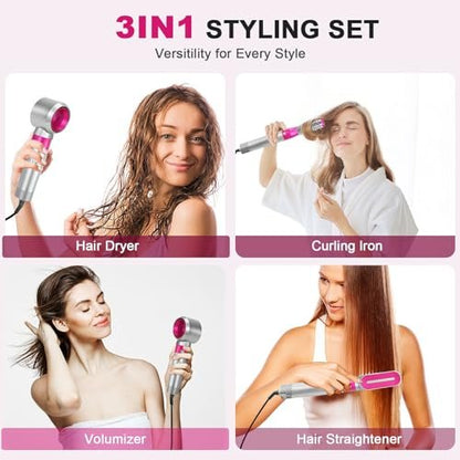 PENUIO Air Sculpt 3-in-1 Hot Air Brush Blow Dryer Set – Salon Blowout Styler for Curling, Volumizing & Straightening with 3 Interchangeable Heads, Sleek & Frizz-Free Hair, ALCI Safety Plug Avelisse