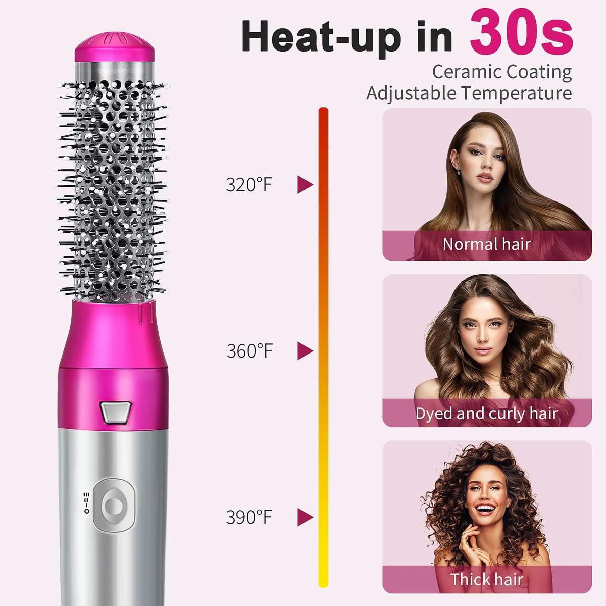 PENUIO Air Sculpt 3-in-1 Hot Air Brush Blow Dryer Set – Salon Blowout Styler for Curling, Volumizing & Straightening with 3 Interchangeable Heads, Sleek & Frizz-Free Hair, ALCI Safety Plug Avelisse