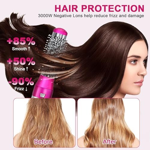 PENUIO Air Sculpt 3-in-1 Hot Air Brush Blow Dryer Set – Salon Blowout Styler for Curling, Volumizing & Straightening with 3 Interchangeable Heads, Sleek & Frizz-Free Hair, ALCI Safety Plug Avelisse