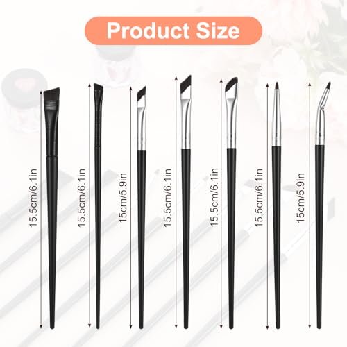 7-Piece Angled Eyeliner Brush Set - Ultra Thin Eyebrow & Concealer Brushes by SynHHergyx - görsel 4